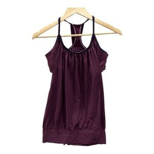 Lululemon Run Times Tank‎ Womens 4 Burgundy Plum Sports Bra & Tank As One Piece